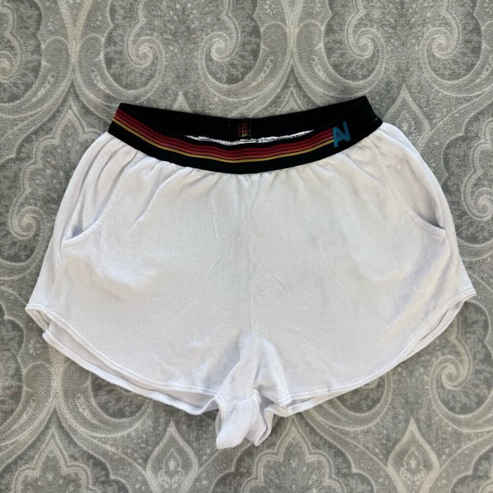 Womens Aviator Nation White Velour Shorts
